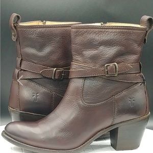 FRYE Jackie Rivet brown leather booties size 7.5
